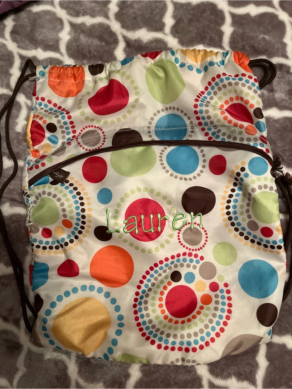 thirty-one Multicolor Polka Dot Drawstring Backpack - White Base